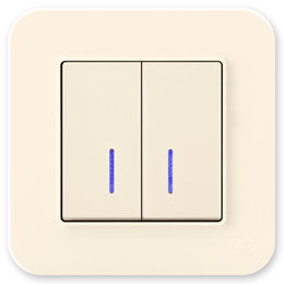 Gunsan Radius Выключатель двухклавишный с подсветкой Крем
